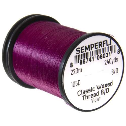 Semperfli Classic Waxed Thread 8/0 240 Yards Violet Fly Tying Threads (Product Length 240 Yds / 220m)