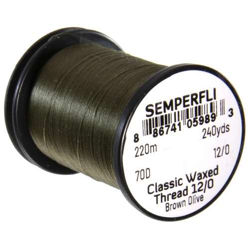 Semperfli Classic Waxed Thread 12/0 240 Yards Brown Olive Fly Tying Threads (Product Length 240 Yds / 220m)