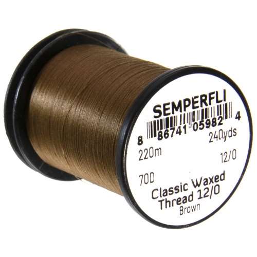 Semperfli Classic Waxed Thread 12/0 240 Yards Brown Fly Tying Threads (Product Length 240 Yds / 220m)