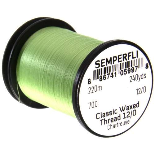 Semperfli Classic Waxed Thread 12/0 240 Yards Chartreuse Fly Tying Threads (Product Length 240 Yds / 220m)