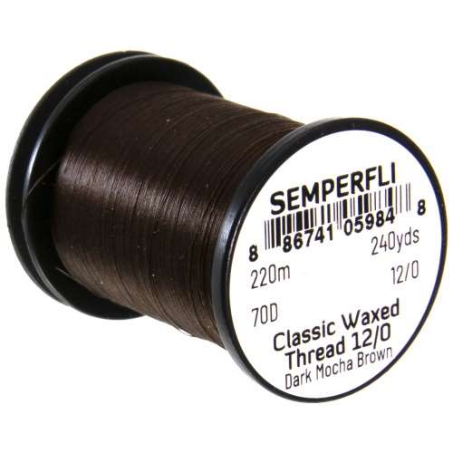 Semperfli Classic Waxed Thread 12/0 240 Yards Dark Mocha Brown Fly Tying Threads (Product Length 240 Yds / 220m)
