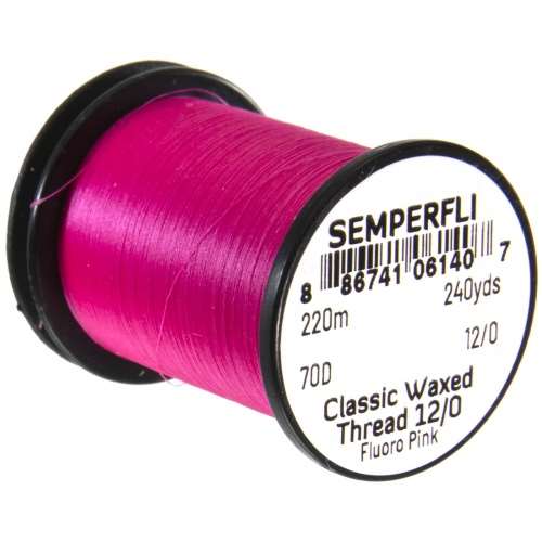 Semperfli Classic Waxed Thread 12/0 240 Yards Fluorescent Pink Fly Tying Threads (Product Length 240 Yds / 220m)