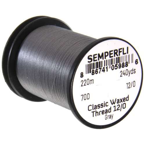 Semperfli Classic Waxed Thread 12/0 240 Yards Gray Fly Tying Threads (Product Length 240 Yds / 220m)
