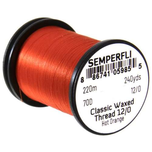 Semperfli Classic Waxed Thread 12/0 240 Yards Hot Orange Fly Tying Threads