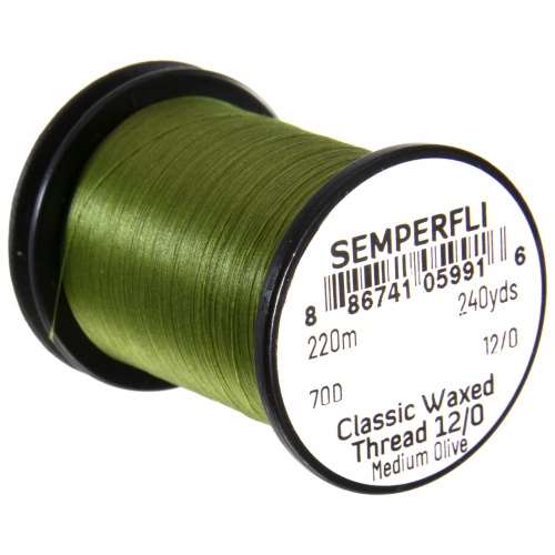 Semperfli Classic Waxed Thread 12/0 240 Yards Medium Olive Fly Tying Threads (Product Length 240 Yds / 220m)