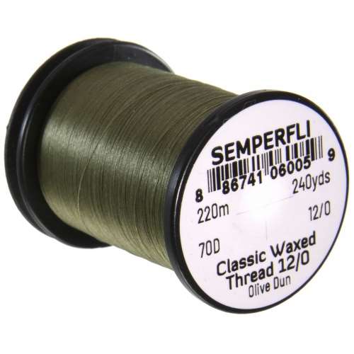 Semperfli Classic Waxed Thread 12/0 240 Yards Olive Dun Fly Tying Threads (Product Length 240 Yds / 220m)