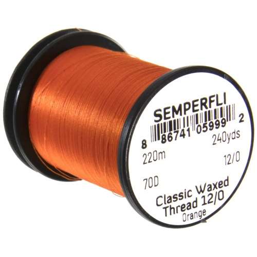 Semperfli Classic Waxed Thread 12/0 240 Yards Orange Fly Tying Threads (Product Length 240 Yds / 220m)