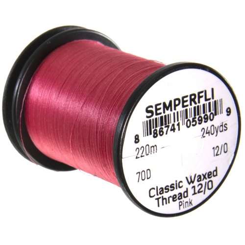 Semperfli Classic Waxed Thread 12/0 240 Yards Pink Fly Tying Threads (Product Length 240 Yds / 220m)