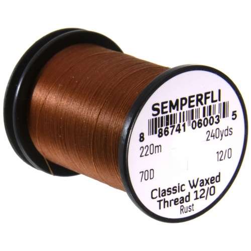 Semperfli Classic Waxed Thread 12/0 240 Yards Rust Fly Tying Threads (Product Length 240 Yds / 220m)
