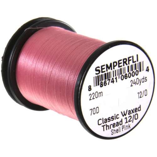 Semperfli Classic Waxed Thread 12/0 240 Yards Shell Pink Fly Tying Threads (Product Length 240 Yds / 220m)