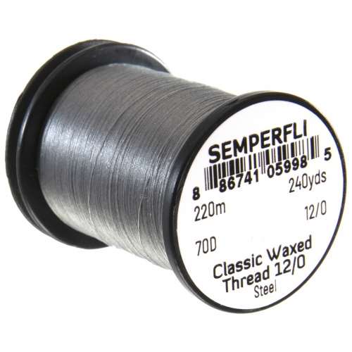 Semperfli Classic Waxed Thread 12/0 240 Yards Steel Fly Tying Threads (Product Length 240 Yds / 220m)