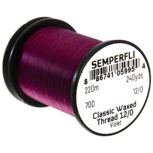 Semperfli Classic Waxed Thread 12/0 240 Yards Violet Fly Tying Threads (Product Length 240 Yds / 220m)