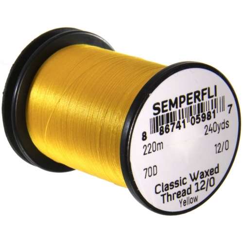Semperfli Classic Waxed Thread 12/0 240 Yards Yellow Fly Tying Threads (Product Length 240 Yds / 220m)
