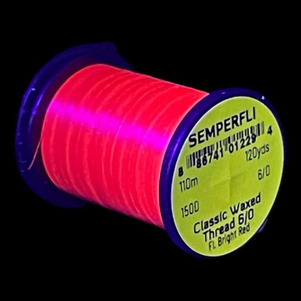Classic Waxed Thread 6/0 110m (120 Yards) Fl Bright Red for Fly Tying
