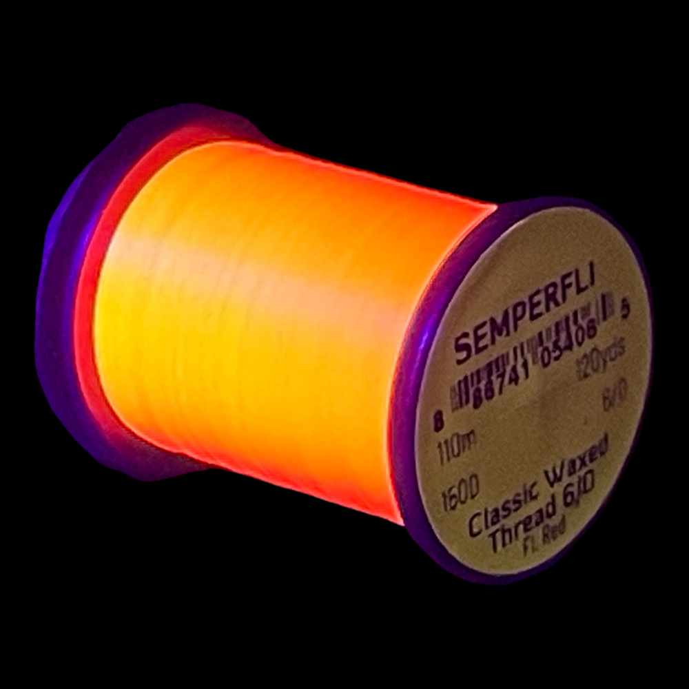 Classic Waxed Thread 6/0 110m (120 Yards) Fl Red for Fly Tying