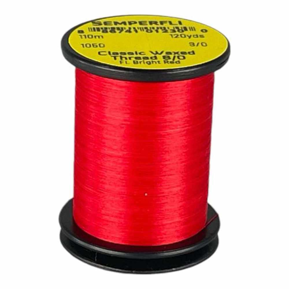 Classic Waxed Thread 8/0 110m (120 Yards) Fl Bright Red for Fly Tying