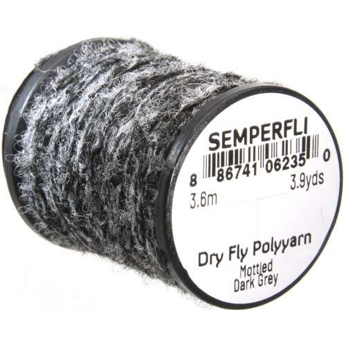 Semperfli Dry Fly Polyyarn Mottled Dark Grey Fly Tying Materials (Product Length 3 Yds / 3.6m)