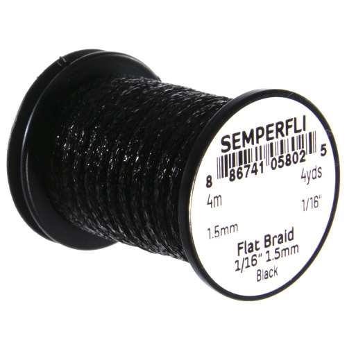 Semperfli Flat Braid 1.5mm 1/16 inch Black
