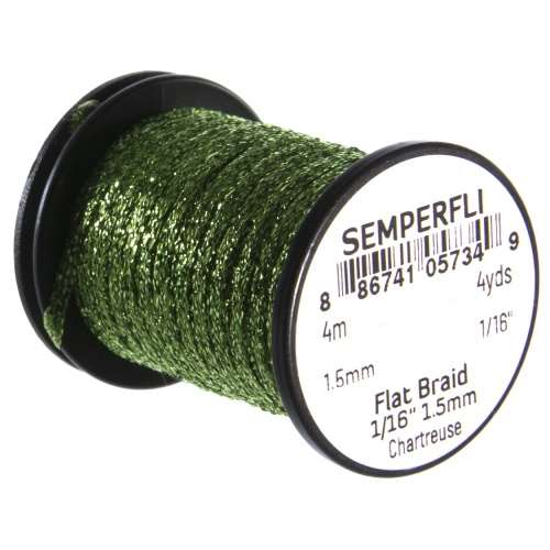 Semperfli Flat Braid 1.5mm 1/16 inch Chartreuse