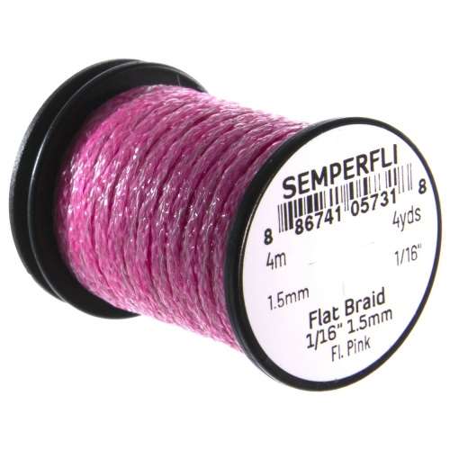 Semperfli Flat Braid 1.5mm 1/16 inch Fl. Pink