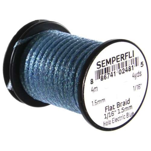 Semperfli Flat Braid 1.5mm 1/16 inch Holo Electric Blue