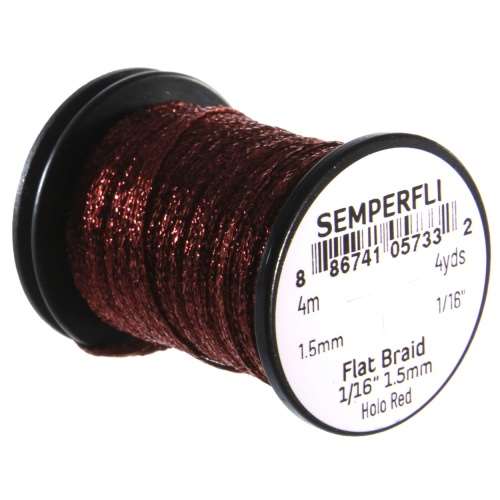 Semperfli Flat Braid 1.5mm 1/16 inch Holographic Red