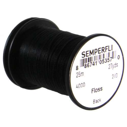 Semperfli Fly Tying Floss Black Fly Tying Materials (Product Length 27.34 Yds / 25m)