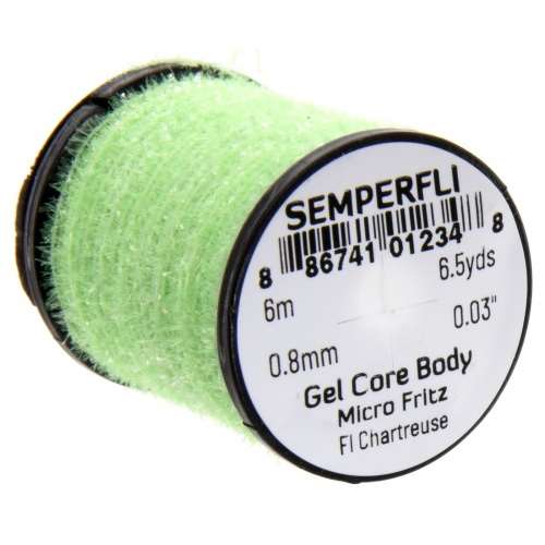 Semperfli Gel Core Body Micro Fritz Fl Chartreuse Fly Tying Materials (Product Length 6.56 Yds / 6m)