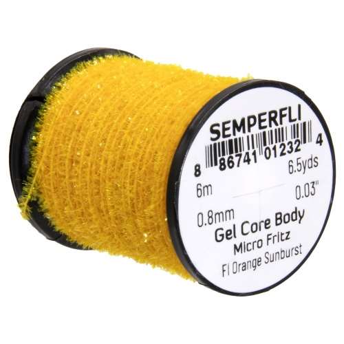 Semperfli Gel Core Body Micro Fritz Fl Orange Sunburst Fly Tying Materials (Product Length 6.56 Yds / 6m)