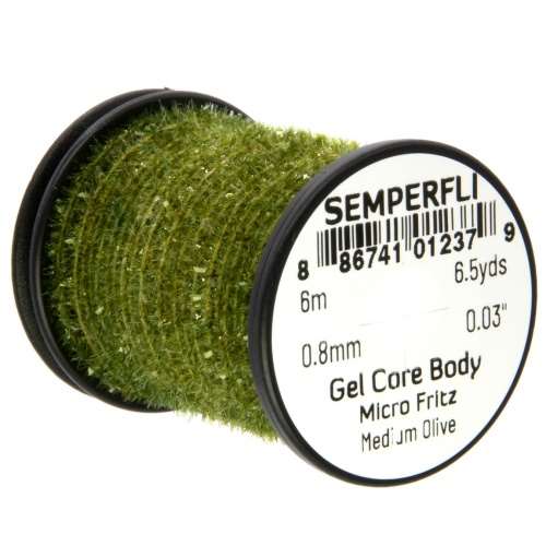 Semperfli Gel Core Body Micro Fritz Medium Olive Fly Tying Materials (Product Length 6.56 Yds / 6m)