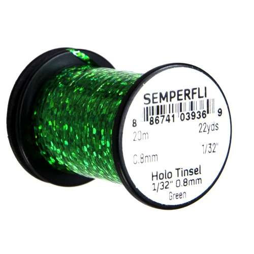 Semperfli Spool 1/32'' Holographic Green Tinsel Fly Tying Materials (Product Length 21.8 Yds / 20m)