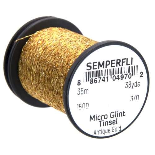 Semperfli Micro Glint Nymph Tinsel Antique Gold Fly Tying Materials (Product Length 38 Yds / 35m)