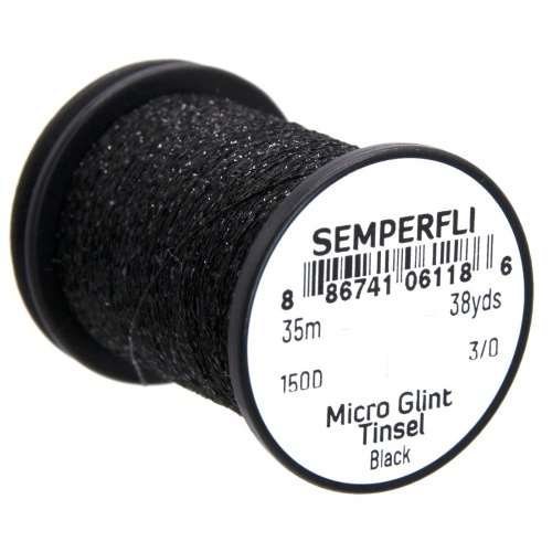 Semperfli Micro Glint Nymph Tinsel Black Fly Tying Materials (Product Length 38 Yds / 35m)