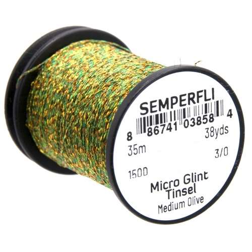 Semperfli Micro Glint Nymph Tinsel Medium Olive Fly Tying Materials (Product Length 38 Yds / 35m)
