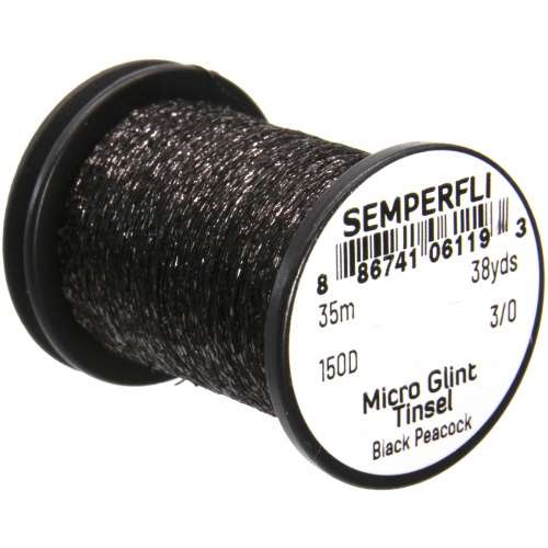 Semperfli Micro Glint Nymph Tinsel Black Peacock Fly Tying Materials (Product Length 38 Yds / 35m)