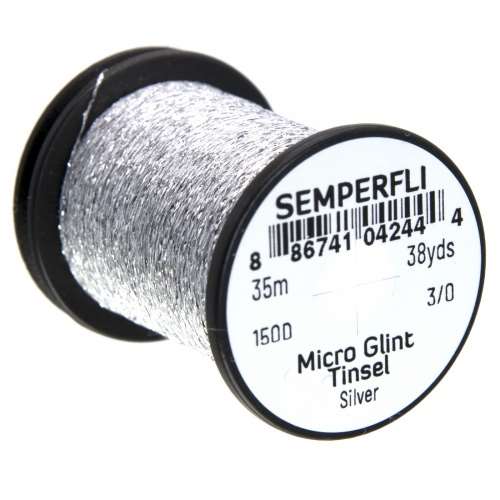 Semperfli Micro Glint Nymph Tinsel Silver Fly Tying Materials (Product Length 38 Yds / 35m)