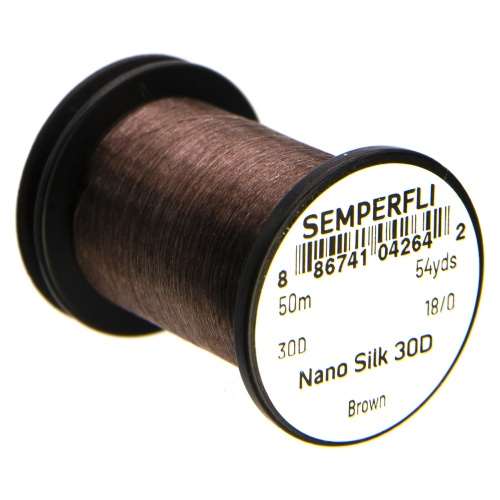 Semperfli Nano Silk Ultra 30D 18/0 Brown Gel Spun Polyethylene (GSP) Fly Tying Thread (Product Length 54.6 Yds / 50m)