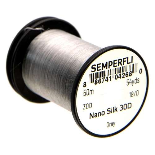 Semperfli Nano Silk Ultra 30D 18/0 Gray Gel Spun Polyethylene (GSP) Fly Tying Thread (Product Length 54.6 Yds / 50m)
