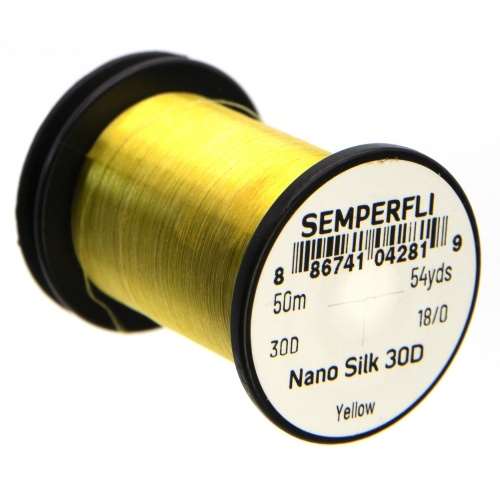 Semperfli Nano Silk Ultra 30D 18/0 Yellow Gel Spun Polyethylene (GSP) Fly Tying Thread (Product Length 54.6 Yds / 50m)