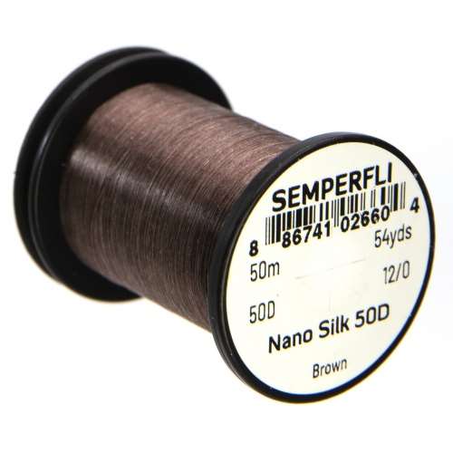 Semperfli Nano Silk 50D 12/0 Brown Gel Spun Polyethylene (GSP) Fly Tying Thread (Product Length 54.6 Yds / 50m)