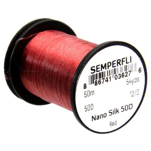 Semperfli Nano Silk 50D 12/0 Red Gel Spun Polyethylene (GSP) Fly Tying Thread (Product Length 54.6 Yds / 50m)