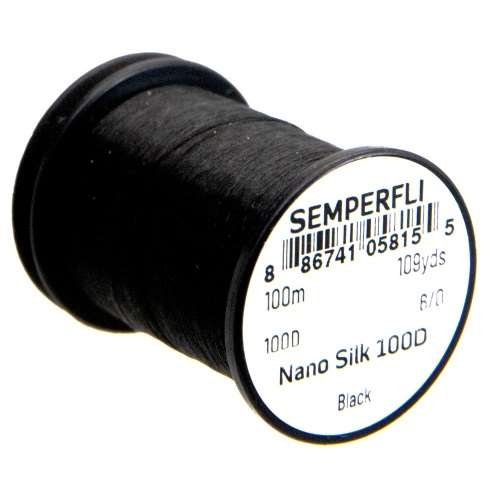 Semperfli Nano Silk 100 Denier Predator 6/0 Black Gel Spun Polyethylene (GSP) Fly Tying Thread (Product Length 109 Yds / 100m)