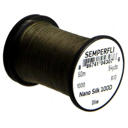 Semperfli Nano Silk 100 Denier Predator 6/0 Olive Gel Spun Polyethylene (GSP) Fly Tying Thread (Product Length 54.6 Yds / 50m)