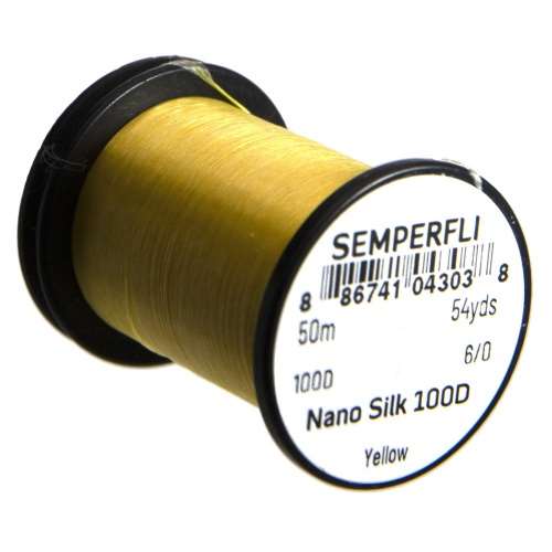 Semperfli Nano Silk 100 Denier Predator 6/0 Yellow Gel Spun Polyethylene (GSP) Fly Tying Thread (Product Length 54.6 Yds / 50m)