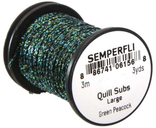 Semperfli Quill Subs Large Green Peacock Fly Tying Materials (Product Length 3 Yds / 3.6m)
