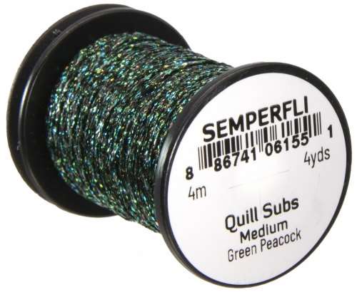 Semperfli Quill Subs Medium Green Peacock Fly Tying Materials (Product Length 4 Yds / 3.65m)