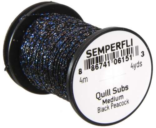 Semperfli Quill Subs Medium Black Peacock Fly Tying Materials (Product Length 4 Yds / 3.65m)