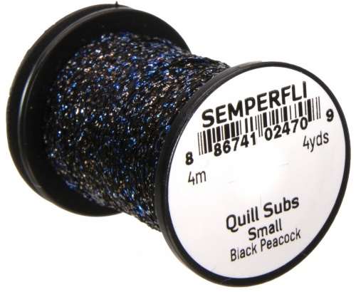 Semperfli Quill Subs Small Black Peacock Fly Tying Materials (Product Length 4.37 Yds / 4m)