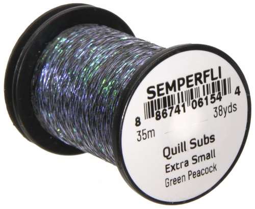 Semperfli Quill Subs Xs Extra Small Green Peacock Fly Tying Materials (Product Length 38 Yds / 35m)