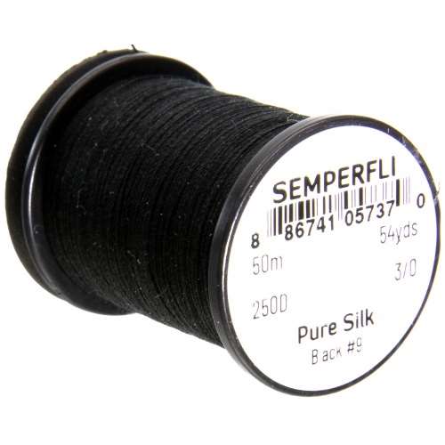 Semperfli Pure Silk Black #9 Fly Tying Materials (Product Length 54.6 Yds / 50m)